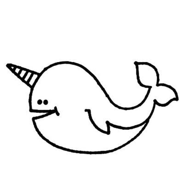 Desenho de Narval Engraçado para Colorir