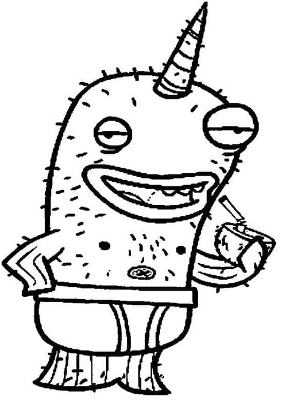 Desenho de Narval Feio para Colorir