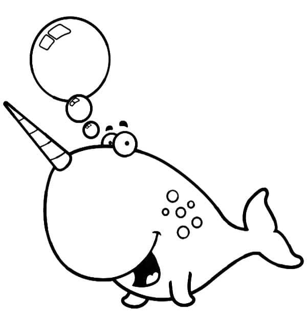 Desenho de Narval Feliz para Colorir
