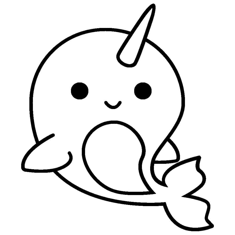 Desenho de Narval Fofo para Colorir