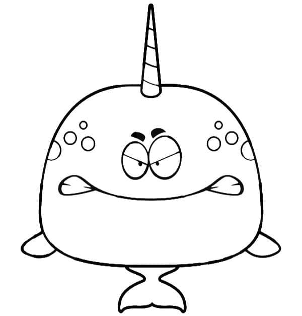Desenho de Narval Irritado para Colorir