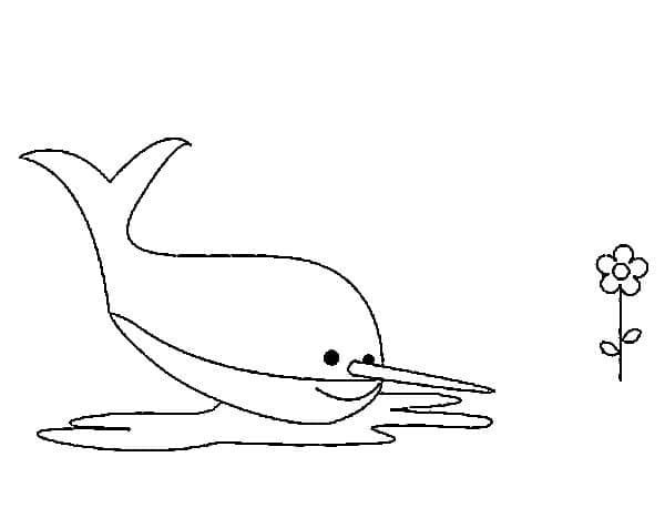 Desenho de um Narval Feliz para Colorir