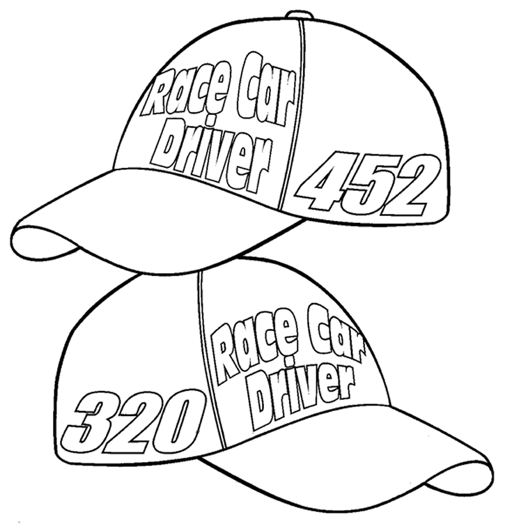 Desenho de Dois Bonés da Nascar para Colorir Pdf
