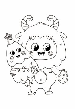 Desenho de Natal Kawaii Imagens para Colorir