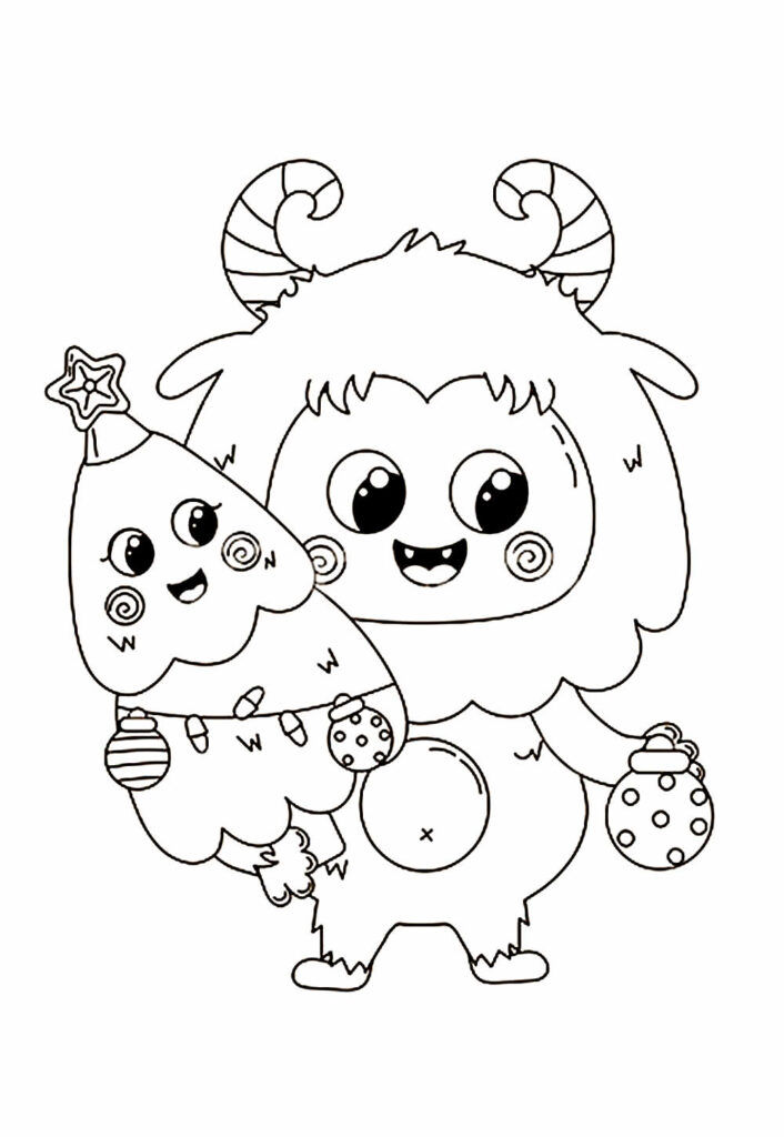 Desenho de Natal Kawaii Imagens para Colorir