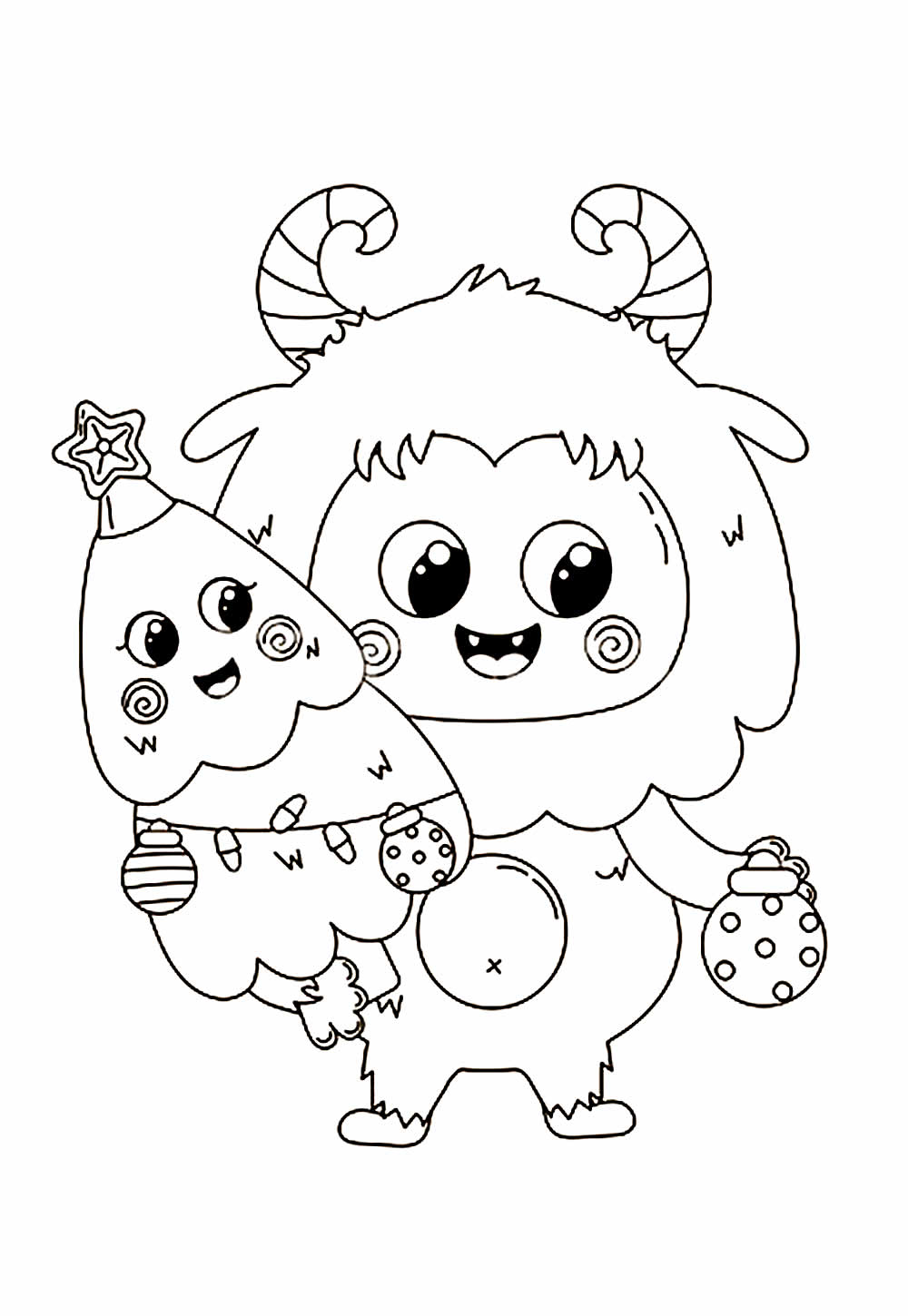 Desenho de Natal Kawaii Imagens para Colorir