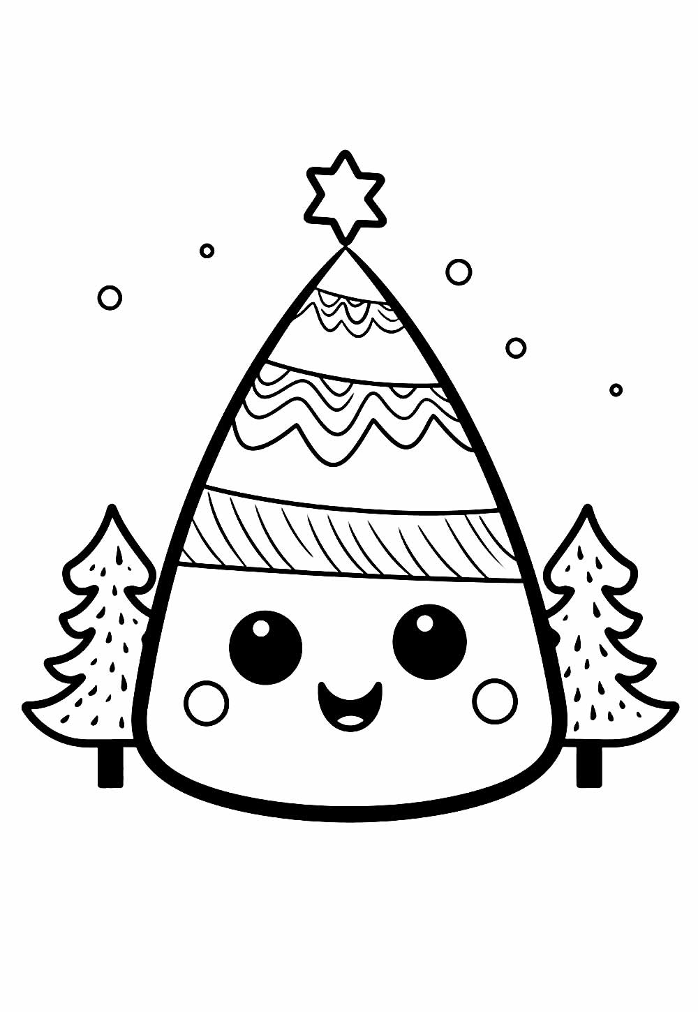 Desenho de Natal Kawaii Infantil para Colorir