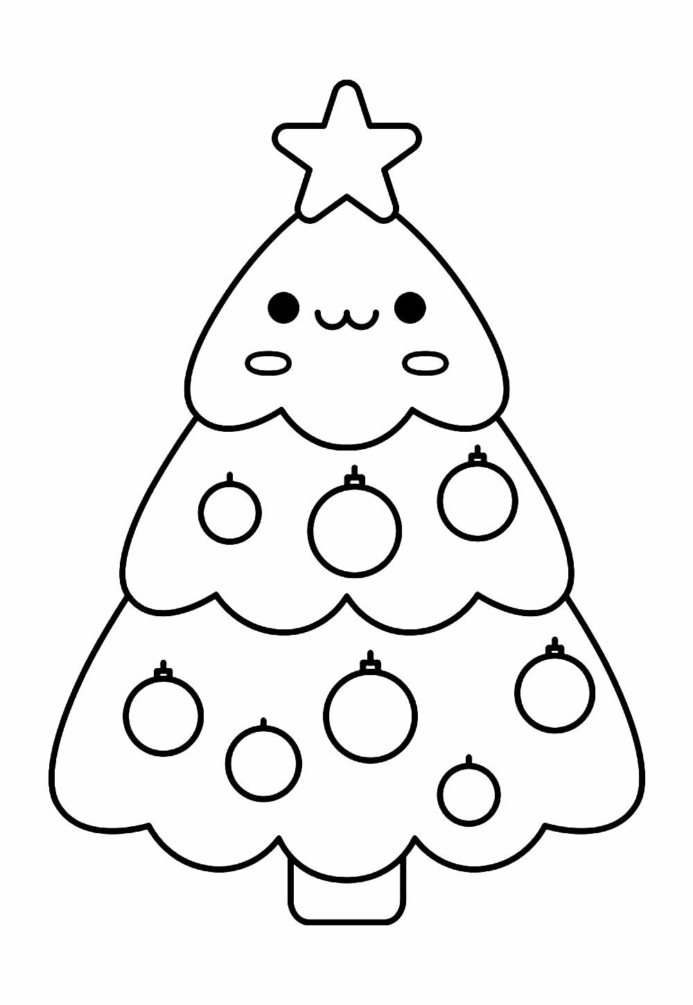 Desenho de Natal Kawaii para Colorir Infantil
