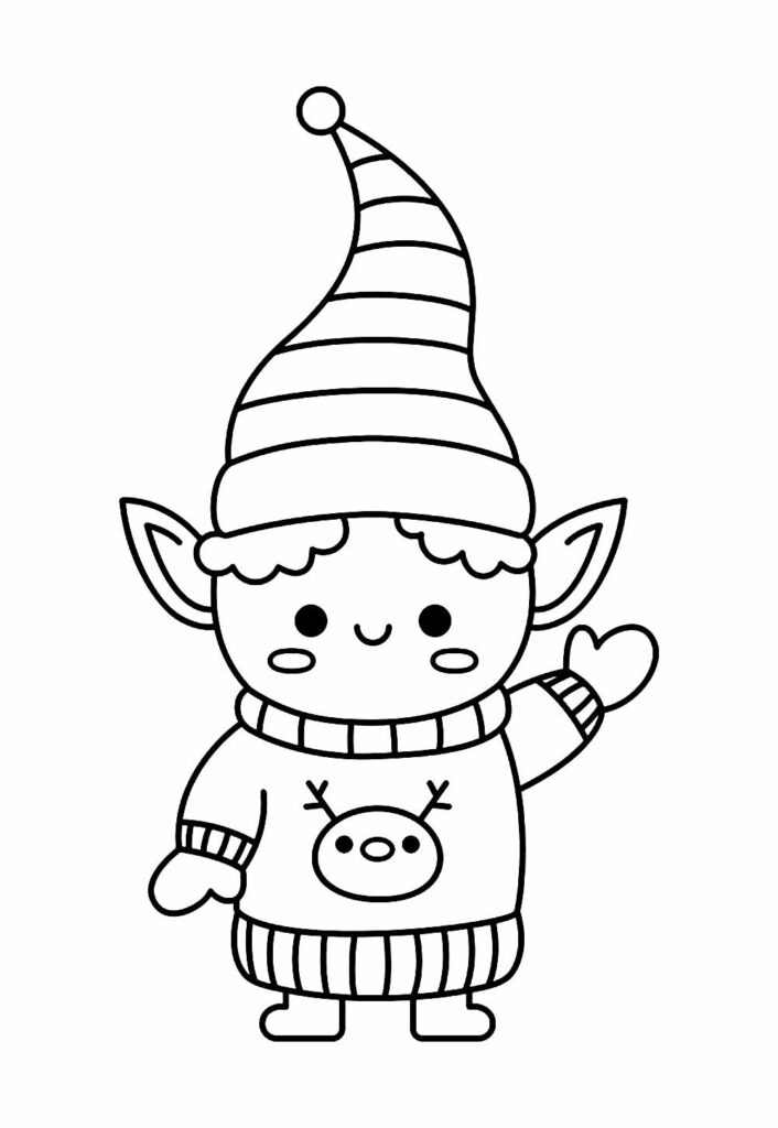 Desenho de Natal Kawaii para Imprimir