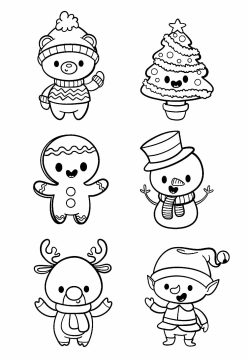 Desenho de Natal Kawaii Pdf grátis