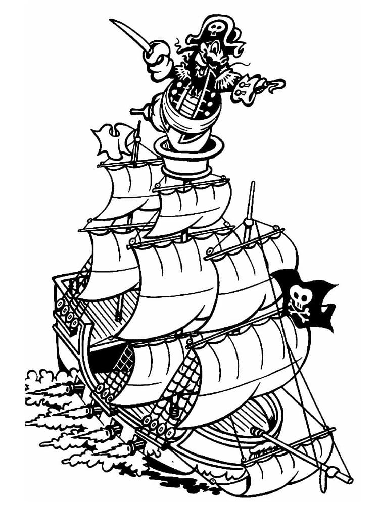 Desenho de Capitão do Navio Pirata para Colorir