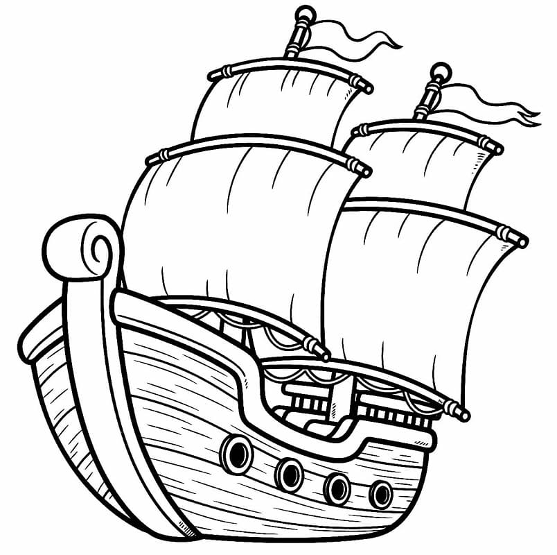 Desenho de Navio Pirata Figuras para Imprimir