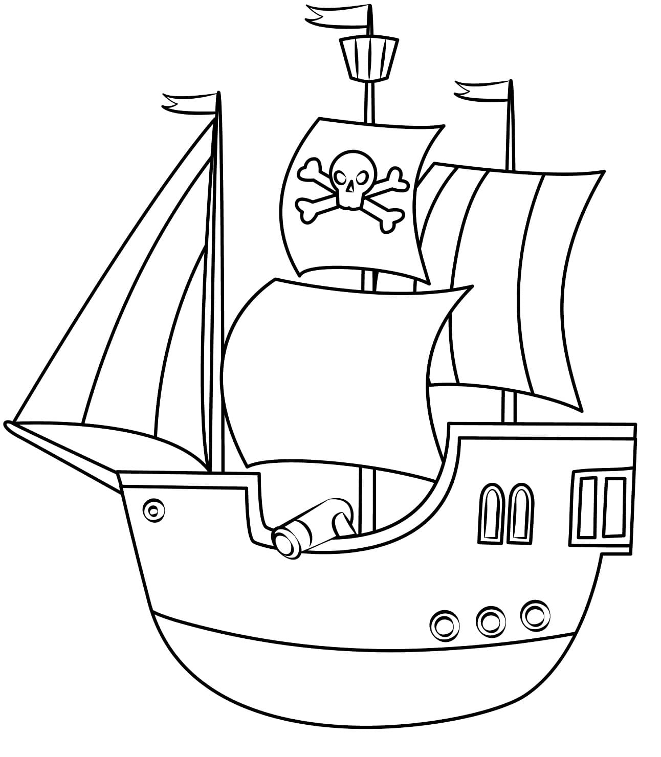 Desenho de Navio Pirata Imagens para Colorir