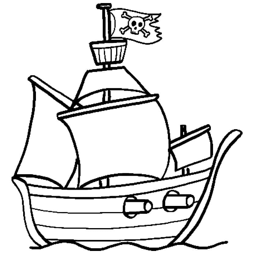 Desenho de Navio Pirata Infantil para Colorir