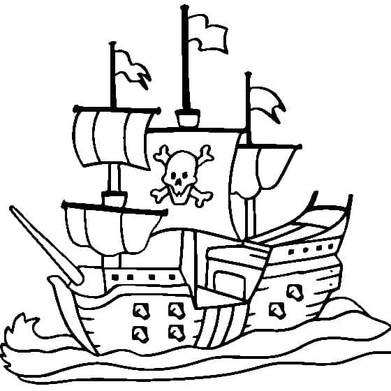 Desenho de Navio Pirata Modelos para Colorir