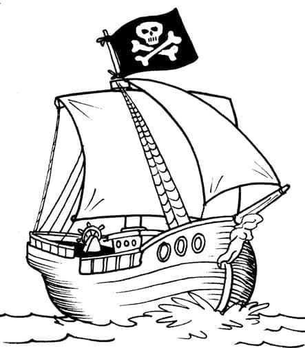 Desenho de Navio Pirata para Colorir e Imprimir
