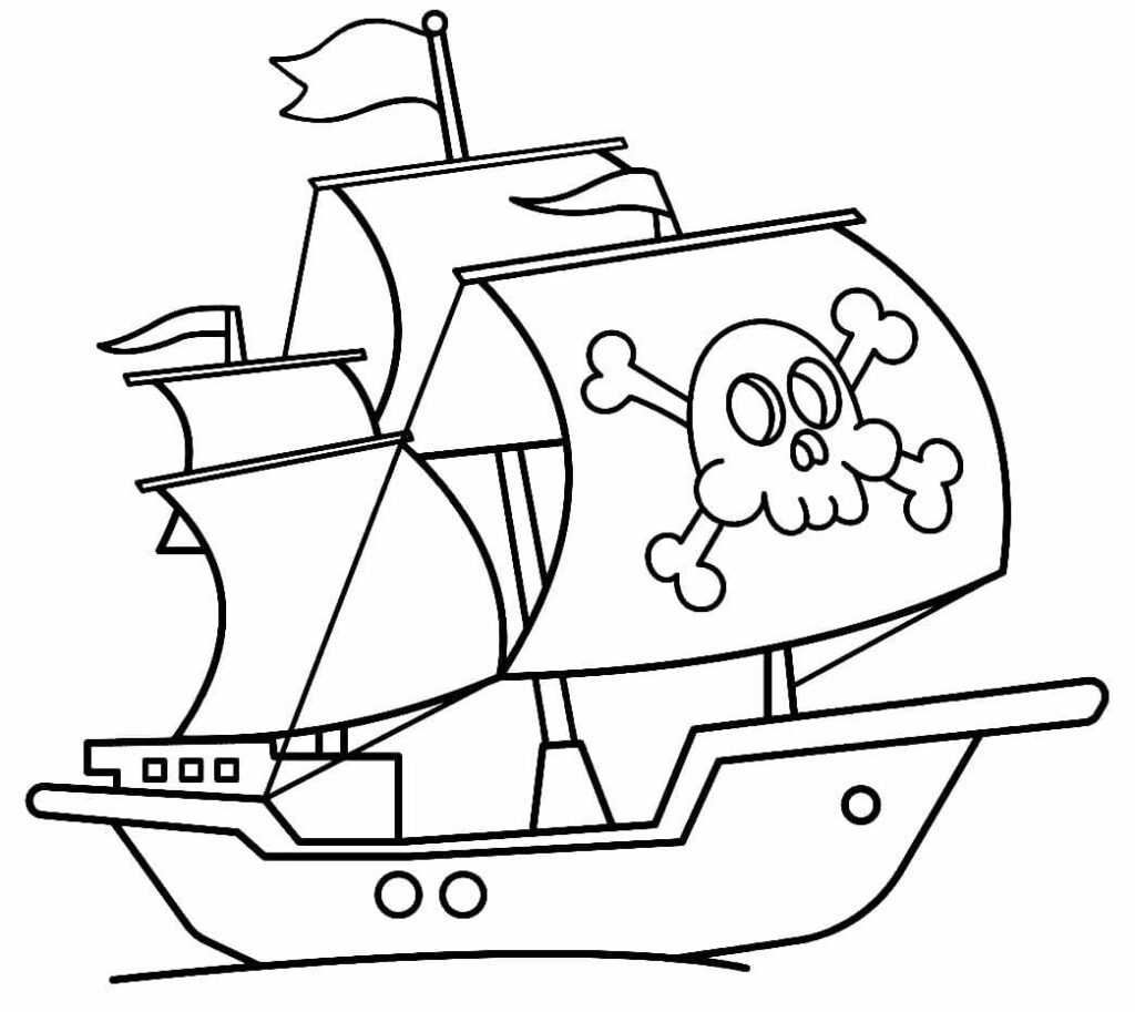Desenho de Navio Pirata para Colorir Grátis