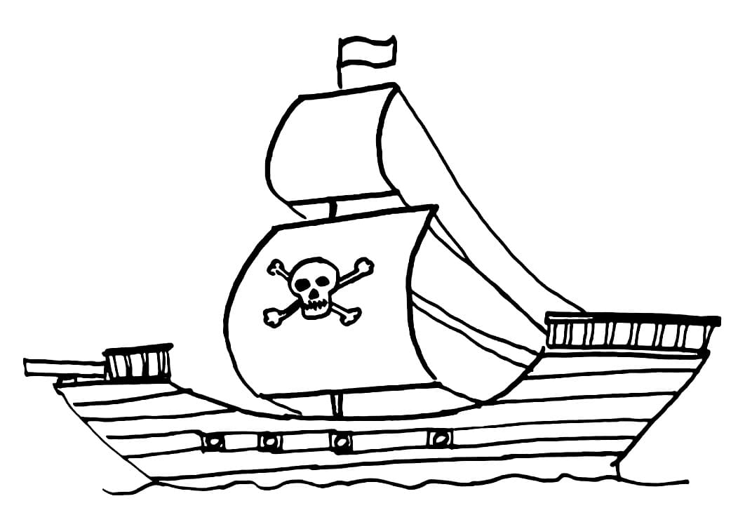 Desenho de Navio Pirata para Colorir Infantil