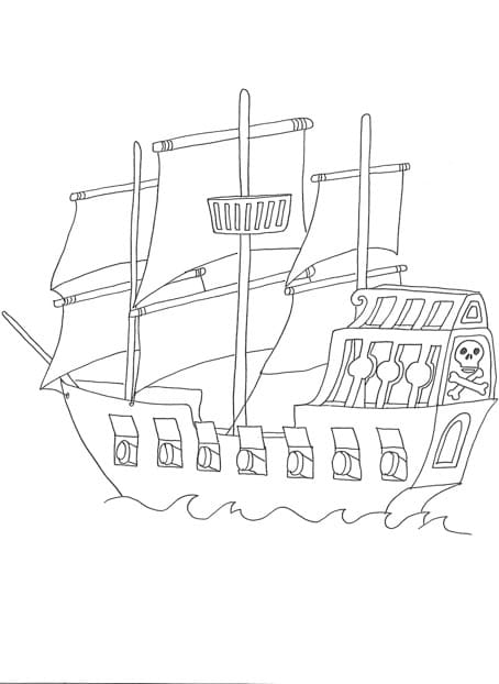 Desenho de Navio Pirata para Colorir Online