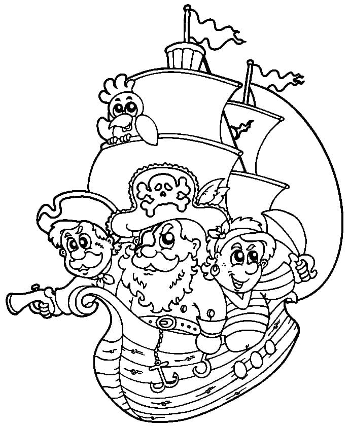 Desenho de Navio Pirata para Crianças para Colorir