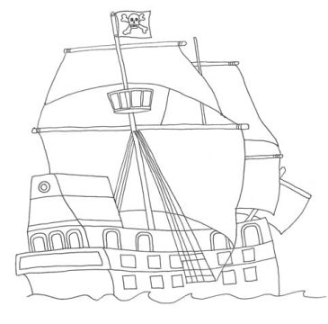 Desenho de Navio Pirata para Imprimir grátis