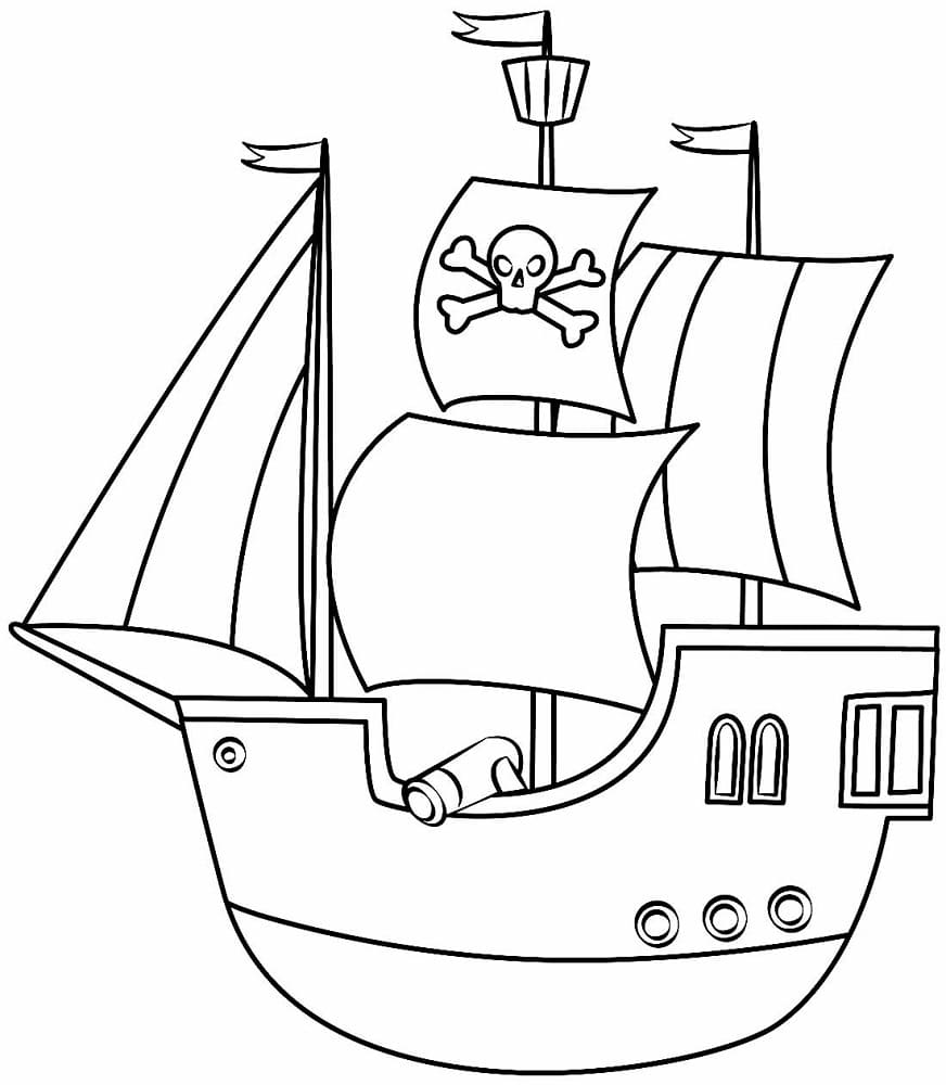 Desenho de Navio Pirata Simples para Colorir