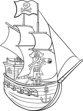 Desenho de Um Navio Pirata para Colorir