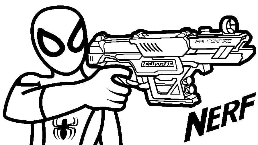 Desenho de Homem Aranha e Armá Nerf para Colorir