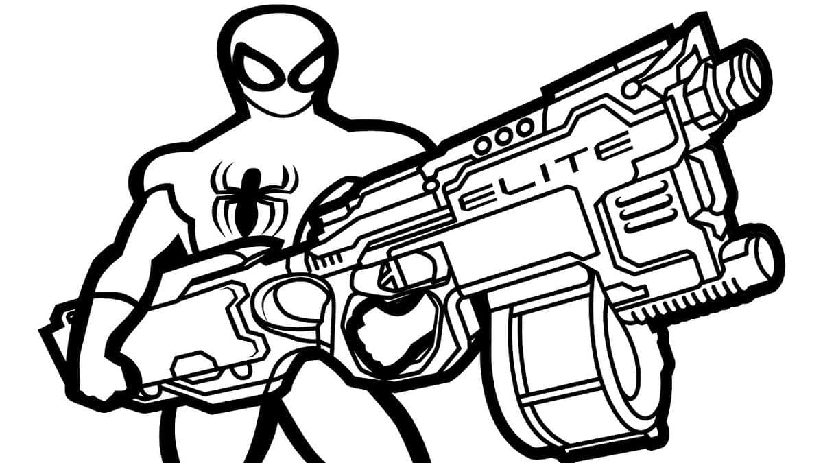 Desenho de Homem Aranha e Nerf para Colorir