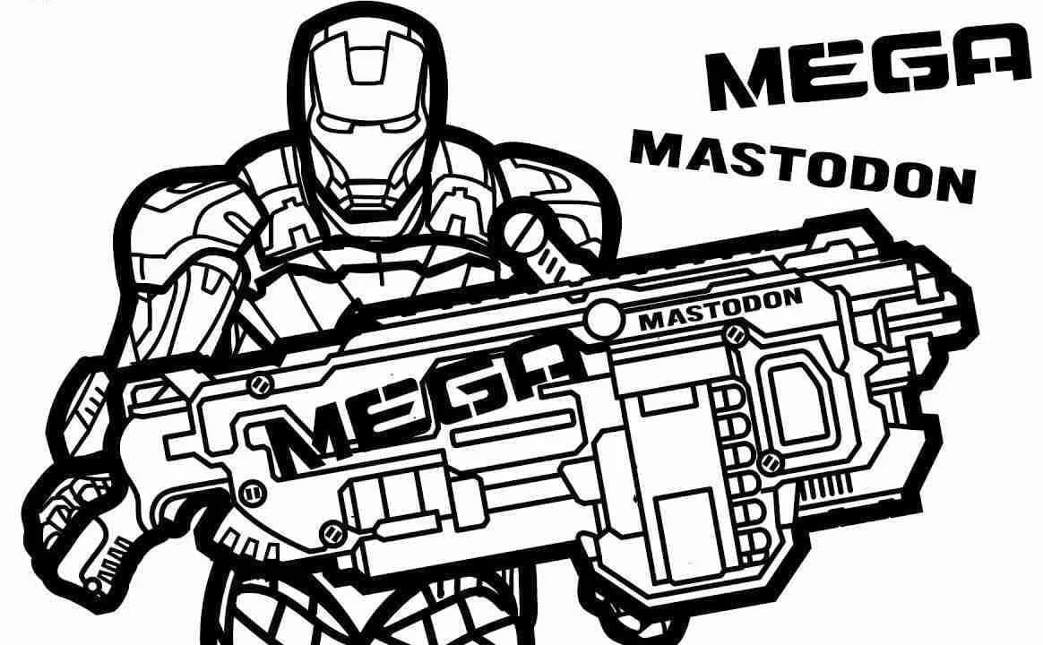 Desenho de Homem de Ferro e Armá Nerf para Colorir