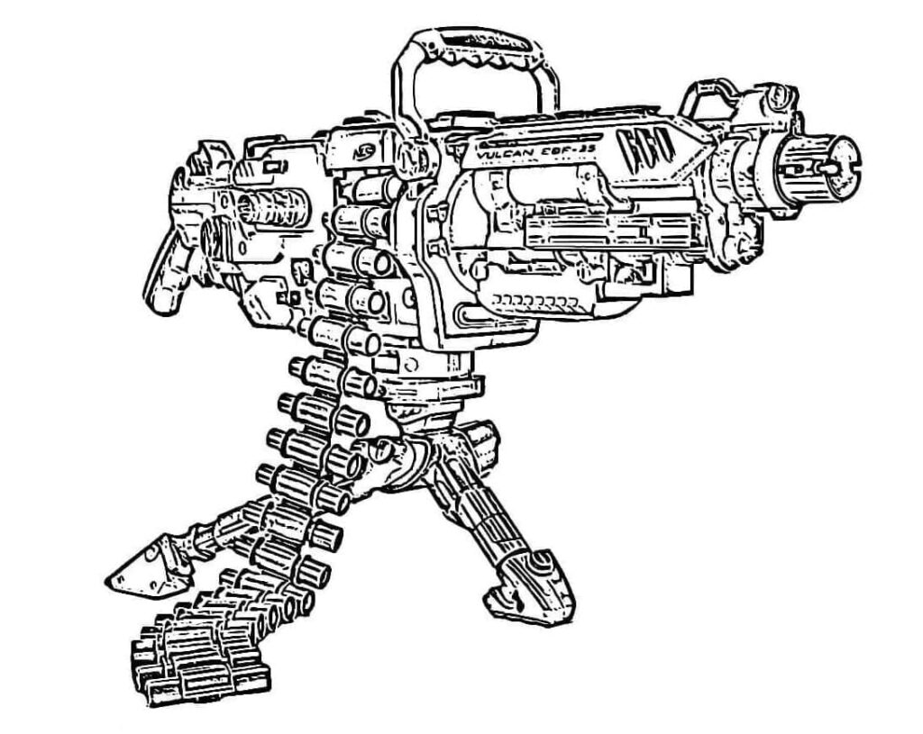 Desenho de Metralhadora Nerf para Colorir