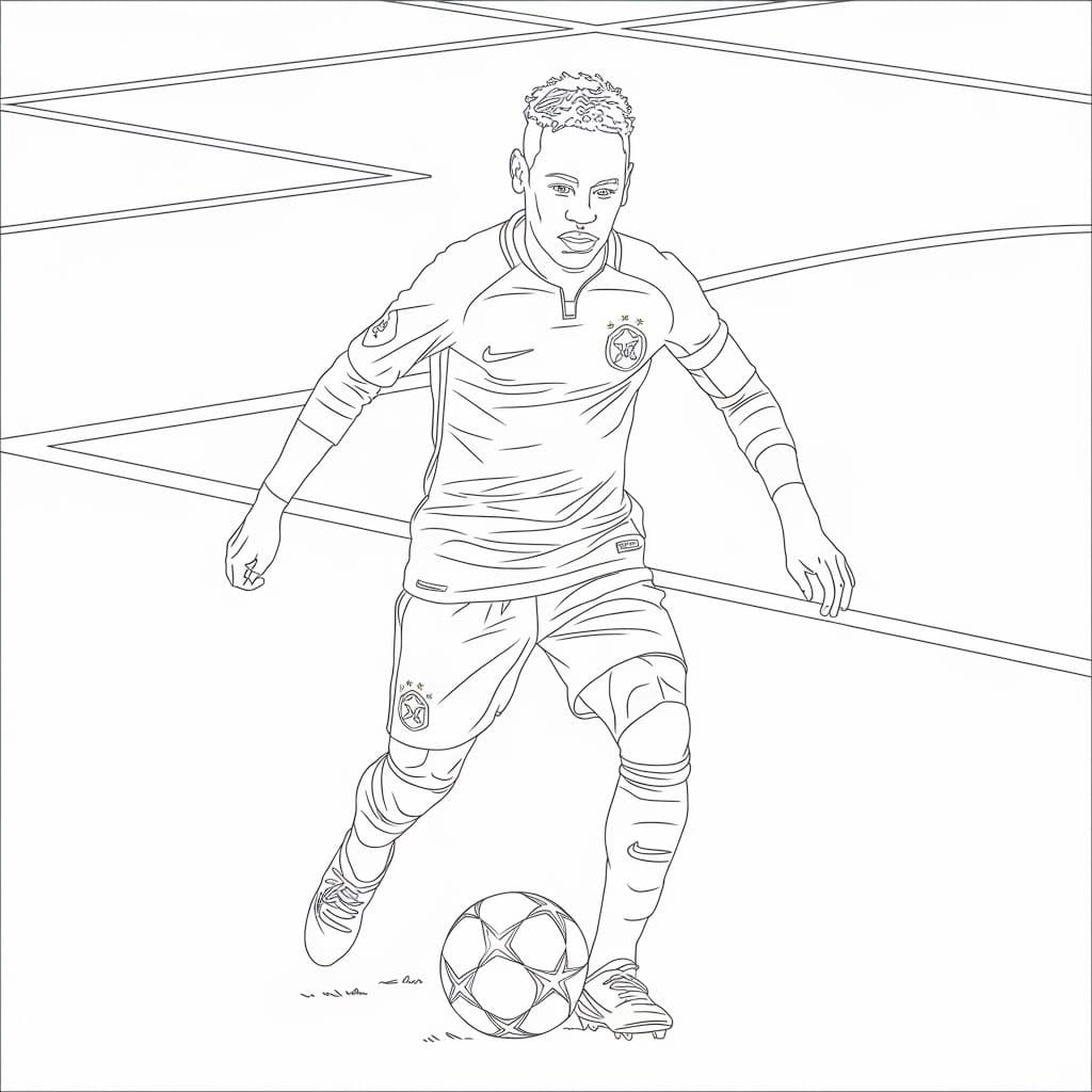 Desenhos de Neymar Jogando Futebol para Colorir
