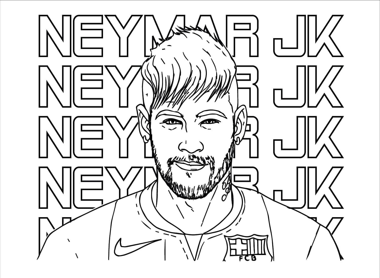 Desenho de Jogador de Futebol Brasileiro Neymar para Colorir