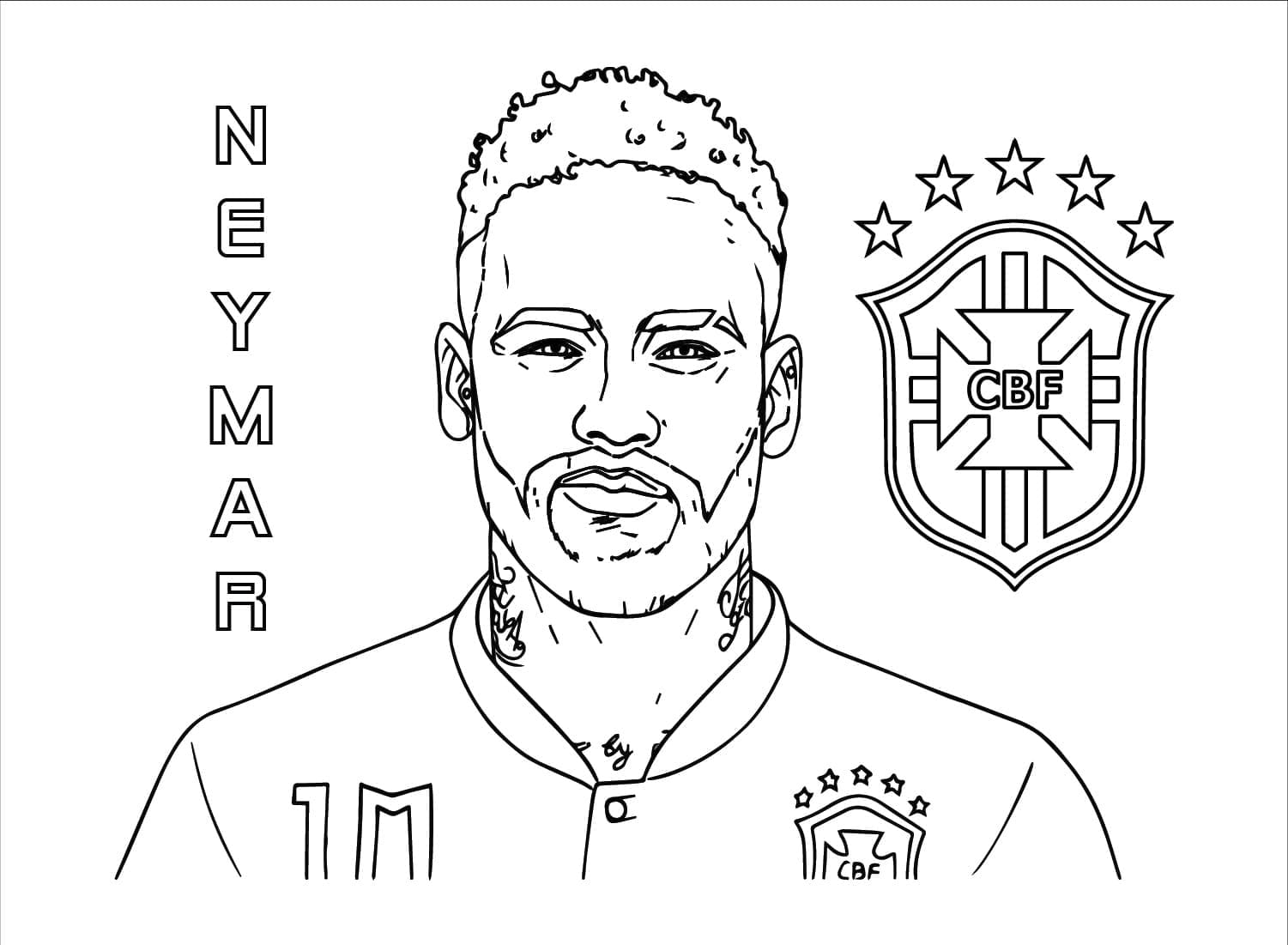 Desenho de Neymar Alegre para Colorir