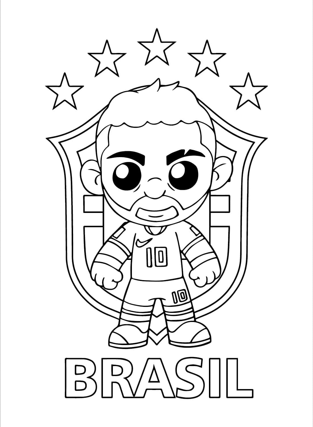 Desenho de Neymar Chibi para Colorir