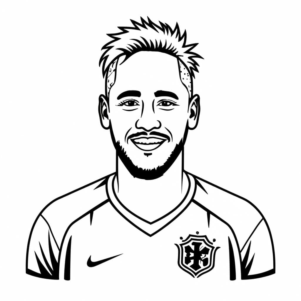 Desenho de Neymar Feliz para Colorir