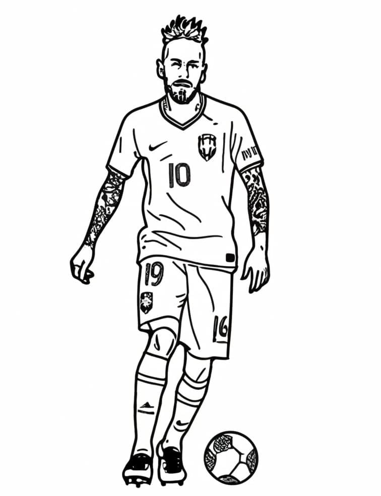 Desenho de Neymar Grátis para Colorir