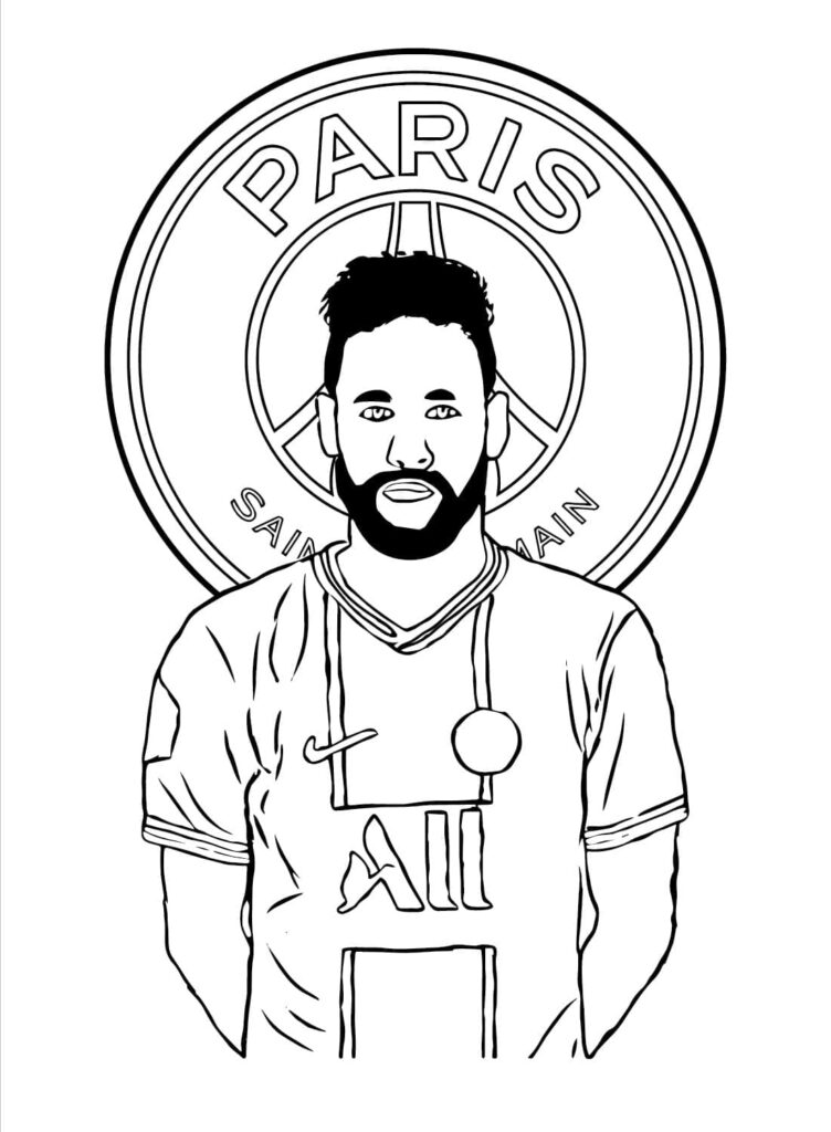 Desenho de Neymar Jogador de Futebol Brasileiro para Colorir