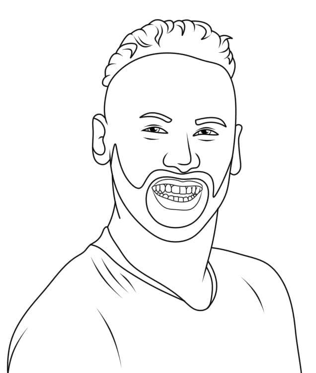 Desenho de Neymar Sorridente para Colorir