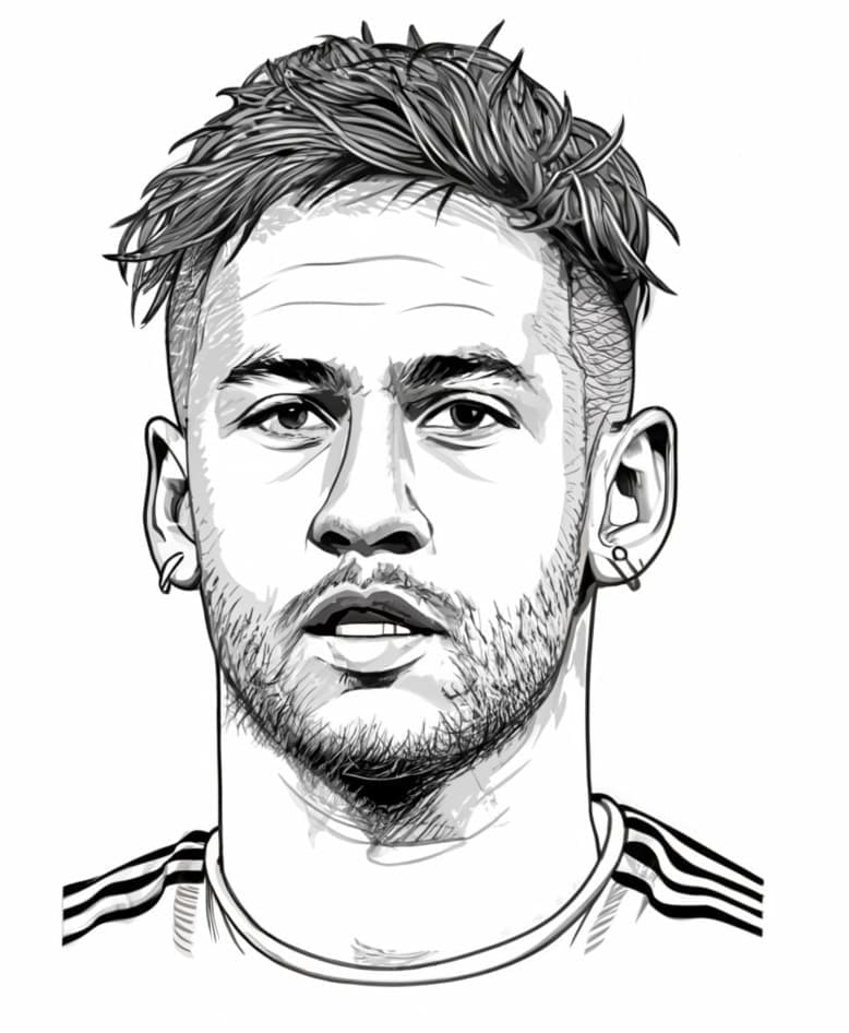Desenho de Retrato de Neymar para Colorir