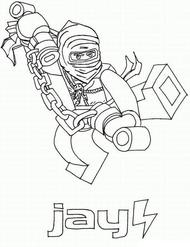 Desenho de Jay de Lego Ninjago para Colorir