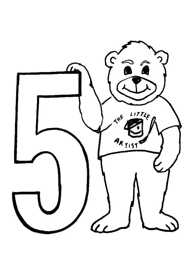Desenho de Imagem do Número 5 para Colorir