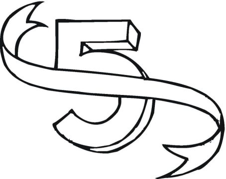 Desenho de número 5 grátis para Colorir