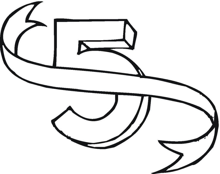 Desenho de Número 5 Grátis para Colorir