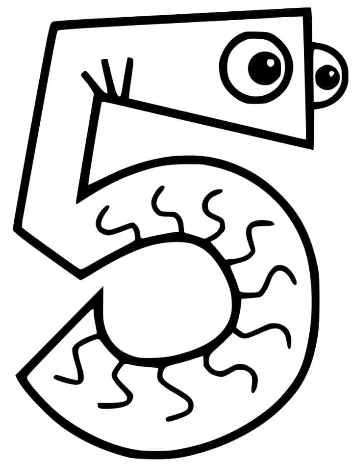 Desenho de Número 5 para Crianças para Colorir