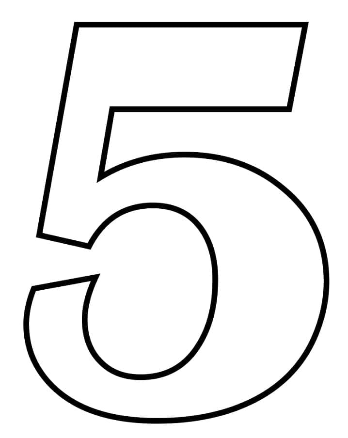 Desenho de Número 5 Perfeito para Colorir