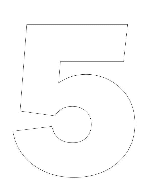 Desenho de Número 5 Simples para Colorir