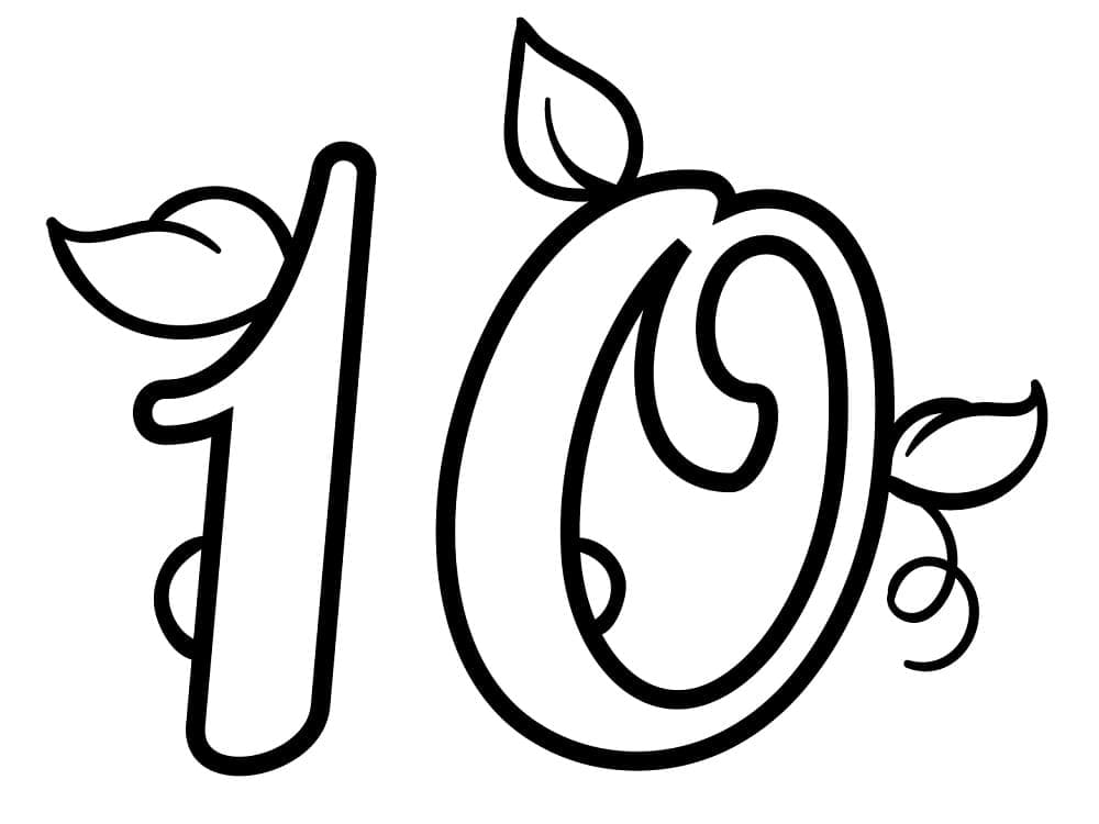 Desenho de Número 10 Básico para Colorir
