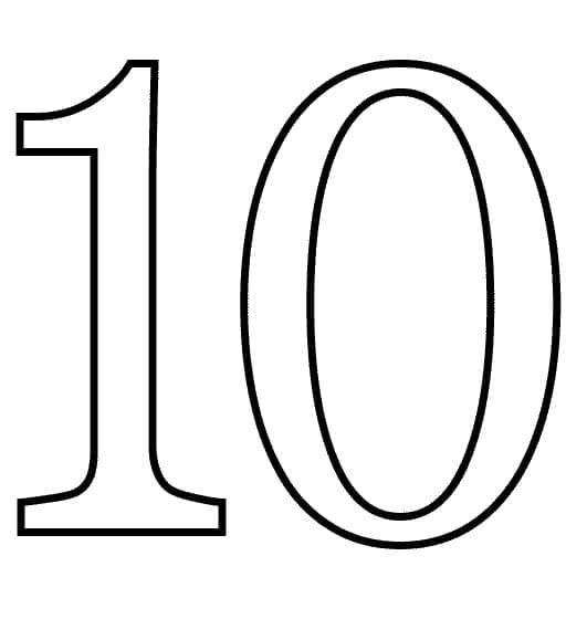 Desenho de Número 10 Grátis para Colorir