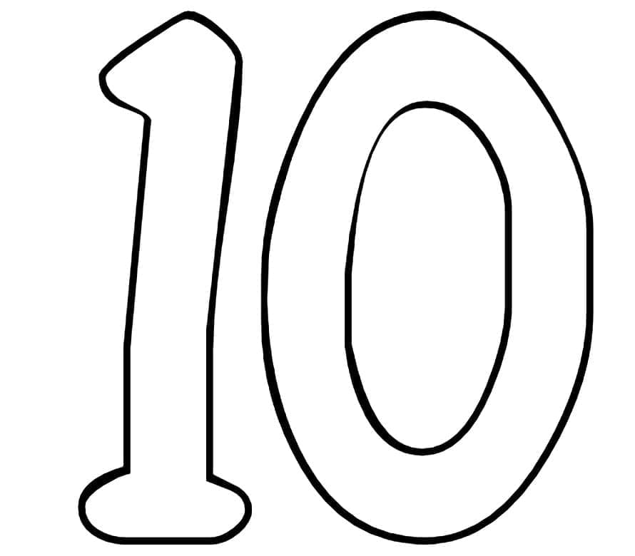 Desenho de Número 10 Normal para Colorir